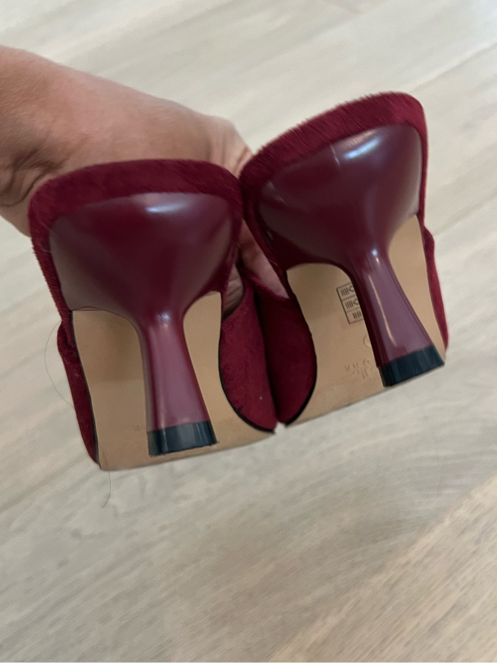Nicole Miller Burgundy Suede Slide Mules - Picture 5 of 7